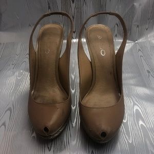 Aldo Nude Sling Back Sandals